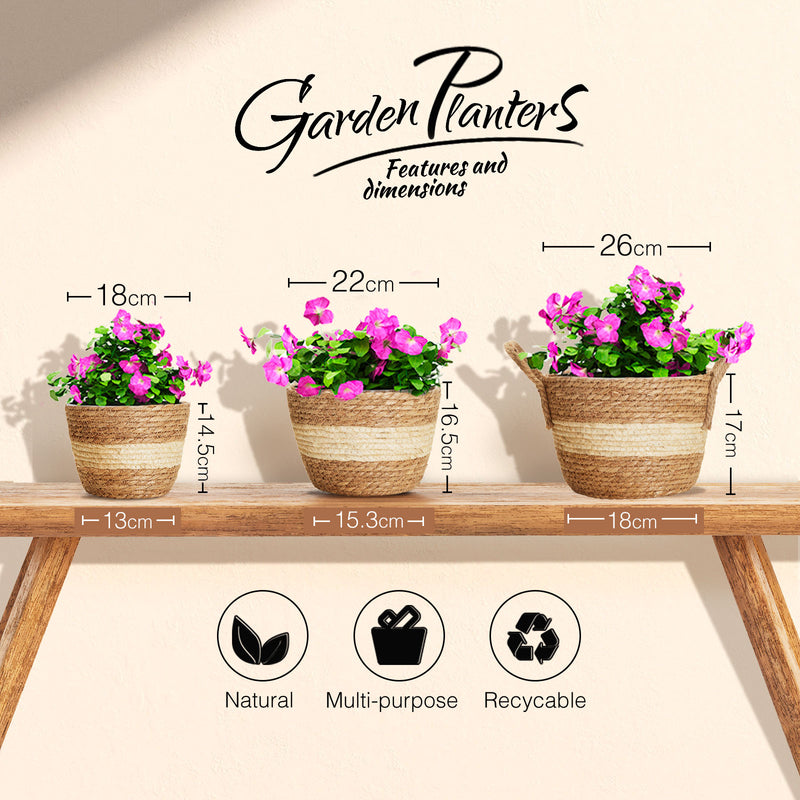 fake hanging plant macrame Greenstell 3 Pcs Hand-woven Seagrass Hanging Planter & Macrame Ropes