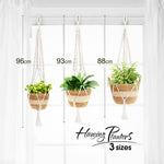 Greenstell 3 Pcs Macrame Plant Hangers and Hand-woven Seagrass Hanging Planter