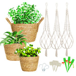 Greenstell 3 Pcs Macrame Plant Hangers and Hand-woven Seagrass Hanging Planter