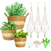 Greenstell 3 Pcs Macrame Plant Hangers and Hand-woven Seagrass Hanging Planter