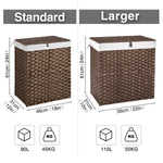Greenstell Woven Synthetic Rattan Collapsible Laundry Hamper Large (22*12*24 in)