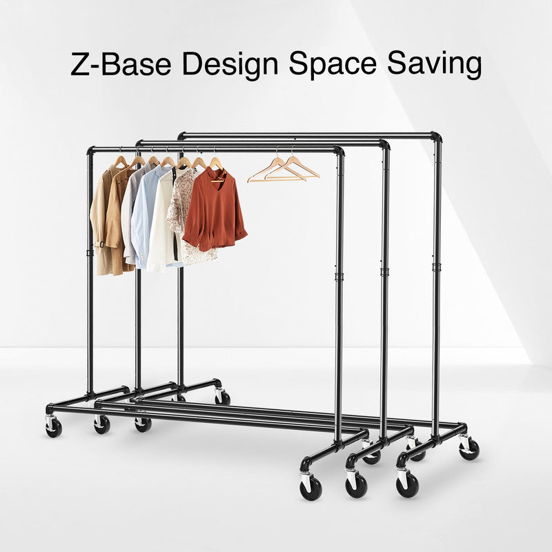 Greenstell Heavy Duty Rolling Industrial Pipe Clothes Rack 24 63 59 in