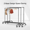 Greenstell Rolling Industrial Pipe Z Base Clothes Rack 2 Packs  (24*63*59 in)