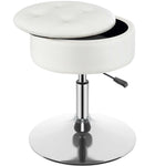 GREENSTELL Vanity Stool with Storage, 19" to 23" Height Adjustable PU Leather Vanity Chair, 360° Swivel Makeup Stool with Removeable Tray, Modern Ottoman for Bedroom Bathroom