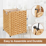 Greenstell Woven Waste Basket with Lid, Handles and 2 Replaceable Liners