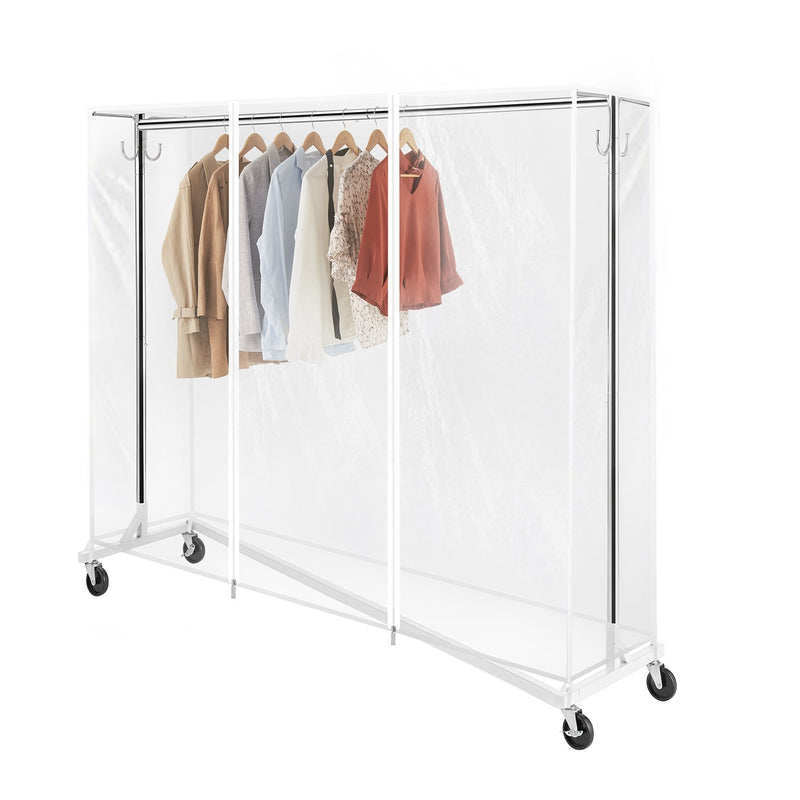 Greenstell Rolling Z Base Clothes Rack with Brake and Hooks Cover with Zipper (24*68*59 in)