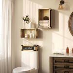 Greenstell Rustic Wooden Crate with Chalkboard, Cutout Handle and Metal Wraps