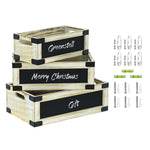 Greenstell Rustic Wooden Crate with Chalkboard, Cutout Handle and Metal Wraps