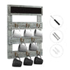 Greenstell Rustic Wall Mounted Coffee Mug Rack with Chalkboard 8 Hooks Grey