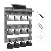 Greenstell Wall Mounted Coffee Mug Rack with Chalkboard 12 Hooks Grey