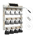 Greenstell Wall Mounted Coffee Mug Rack with Chalkboard 12 Hooks White