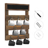 Greenstell Rustic Wall Mounted Coffee Mug Holder Chalkboard 8 Hooks Brown