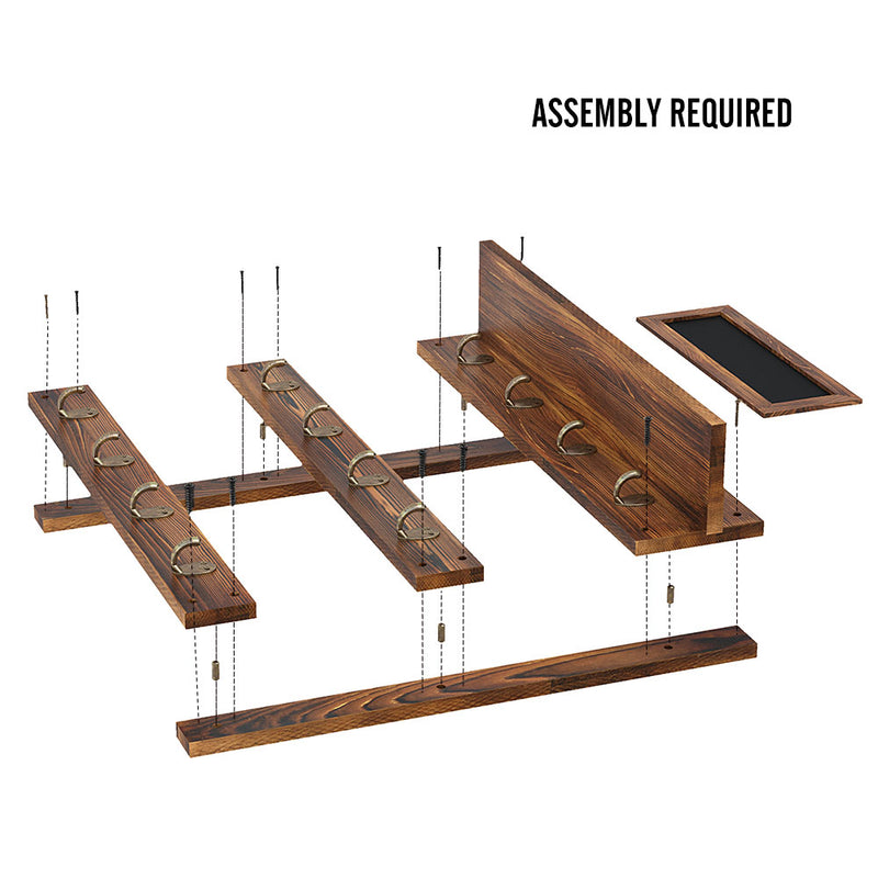 Greenstell Wall Mounted Coffee Mug Rack with Chalkboard 12 Hooks Grey