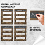 Greenstell Wall Mounted Coffee Mug Rack with Chalkboard 12 Hooks White
