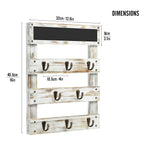 Greenstell Rustic Wall Mounted Coffee Mug Rack with Chalkboard 8 Hooks White