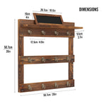 Greenstell Wall Mounted Coffee Mug Rack with Chalkboard 12 Hooks Brown