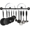 Greenstell Wall Mounted Pot Rack Black with 14 Detachable Sliding Hooks