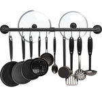 Greenstell Wall Mounted Pot Rack Black with 14 Detachable Sliding Hooks