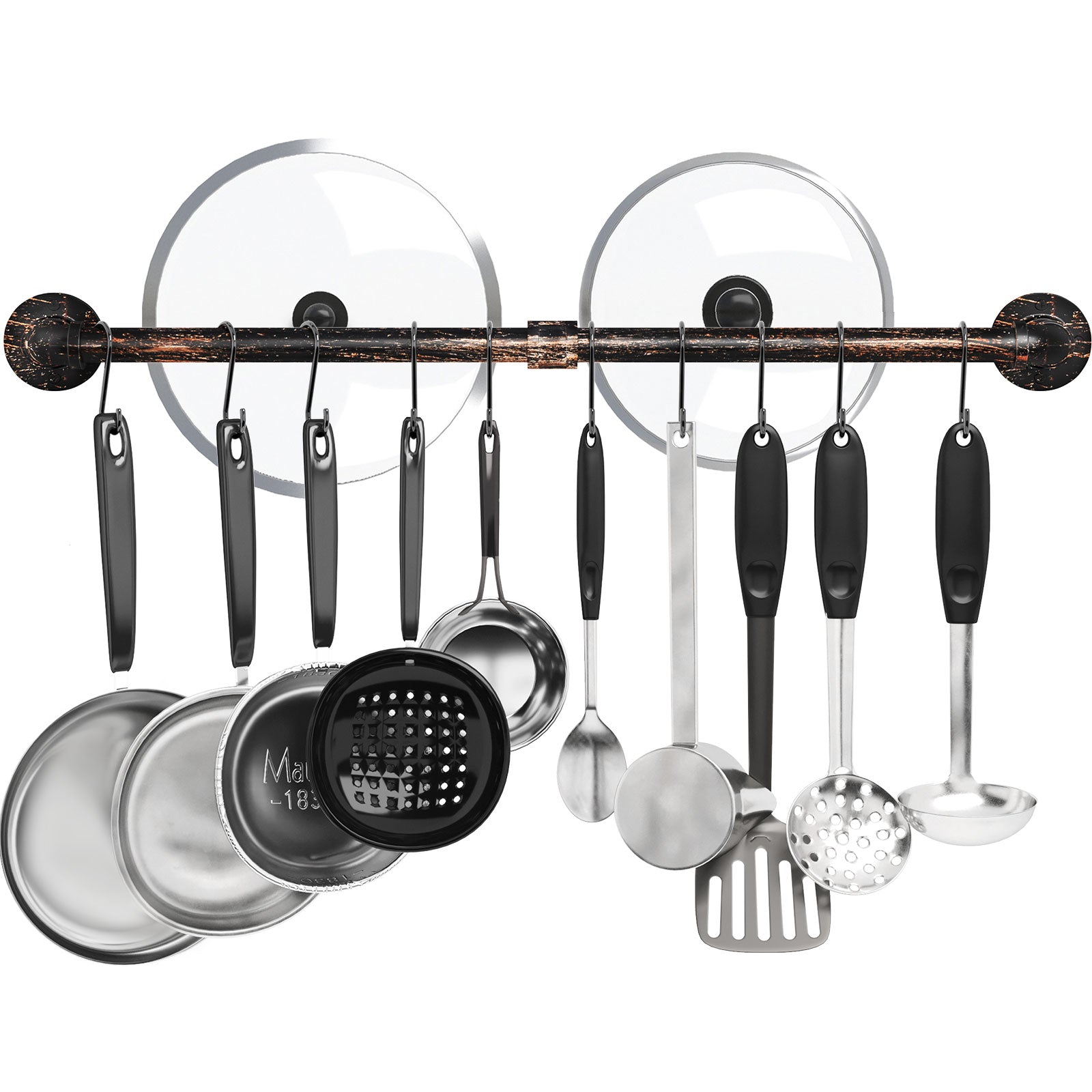 Industrial Pipe Hanging Pot Rack with Detachable Hooks | Greenstell