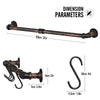 Greenstell Industrial Pipe Hanging Pot Rack Bronze with 14 Detachable Sliding Hooks
