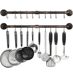 Greenstell Industrial Pipe Hanging Pot Rack Bronze with 14 Detachable S Hooks 2 Sets