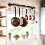 Greenstell Industrial Pipe Hanging Pot Rack Bronze with 14 Detachable Sliding Hooks