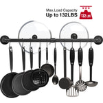 Greenstell Wall Mounted Pot Rack Black with 14 Detachable Sliding Hooks