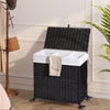 Greenstell Laundry Hamper with Wheels&Lid, 140L Large 3 Sections Clothes Hamper with 2 Types Removable Liner Bags, 5 Mesh Laundry Bags, Handwoven Divided Laundry Basket for Clothes
