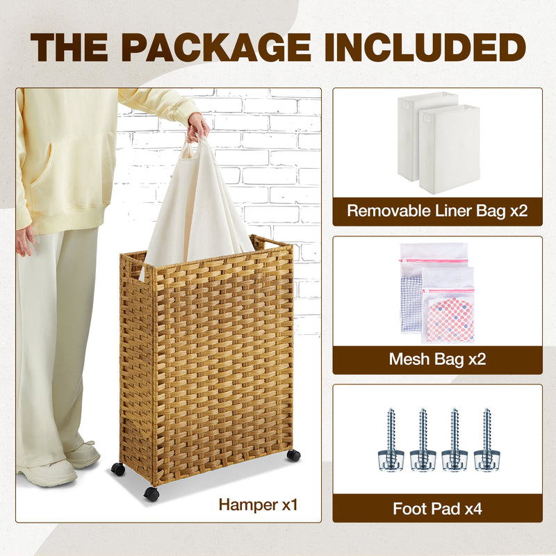 Greenstell Slim 50L Laundry Hamper with 2 Removable Liner Bags & 2 Mesh Bags